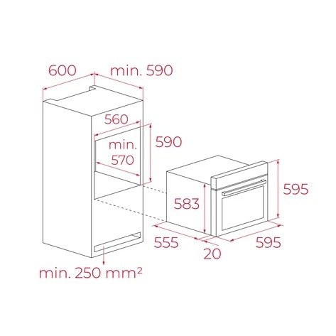 Teka HCB 6370 P SS  Φούρνος άνω Πάγκου 70lt Π59.5εκ. Inox