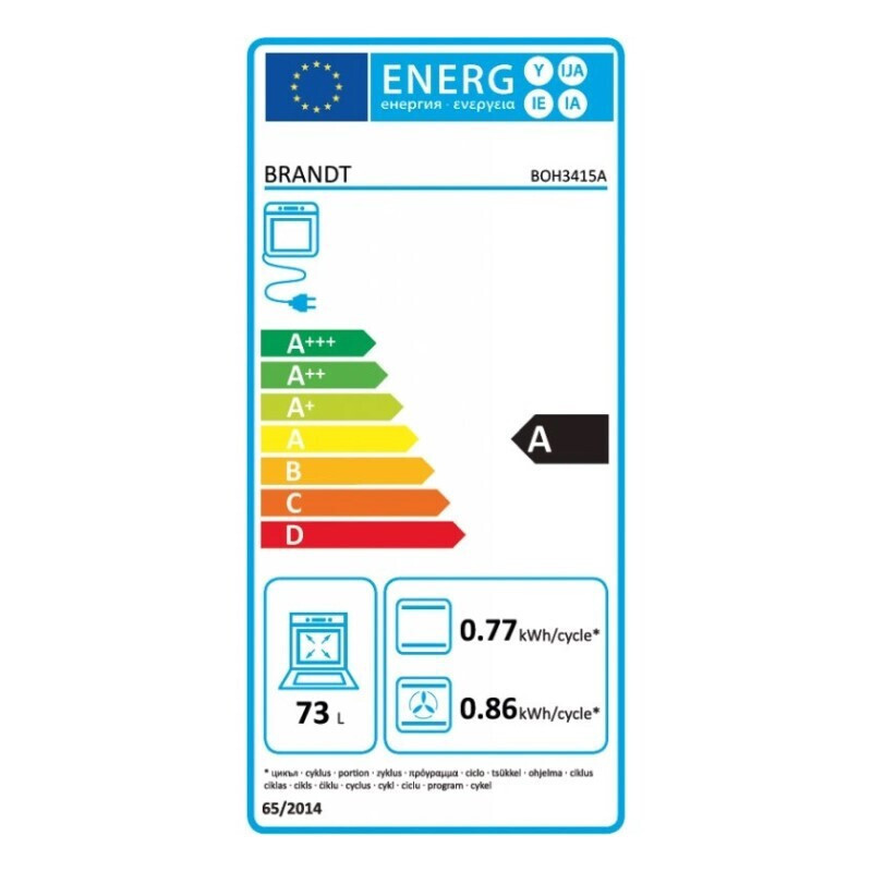 Brandt BOH3415A Εντοιχιζόμενος Φούρνος Μαύρος 73Lt.