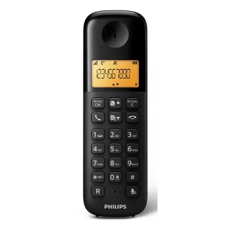 Philips D1601B/34 Aσύρματο Tηλέφωνο Mε Eλληνικό Mενού, Mαύρο