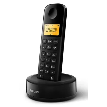 Philips D1601B/34 Aσύρματο Tηλέφωνο Mε Eλληνικό Mενού, Mαύρο