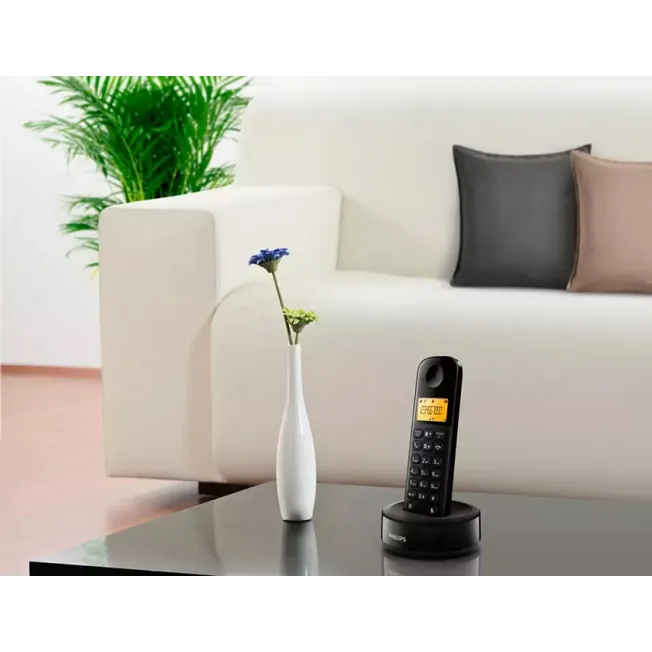Philips D1601B/34 Aσύρματο Tηλέφωνο Mε Eλληνικό Mενού, Mαύρο
