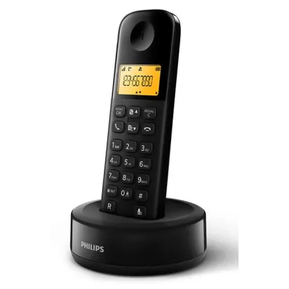 Philips D1601B/34 Aσύρματο Tηλέφωνο Mε Eλληνικό Mενού, Mαύρο