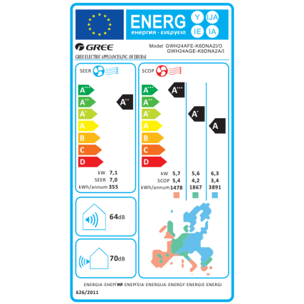 Gree Aura GRC/GRCO-241QI/KAR-N7 Κλιματιστικό Inverter 24.000 BTU A++/A+++ με WiFi