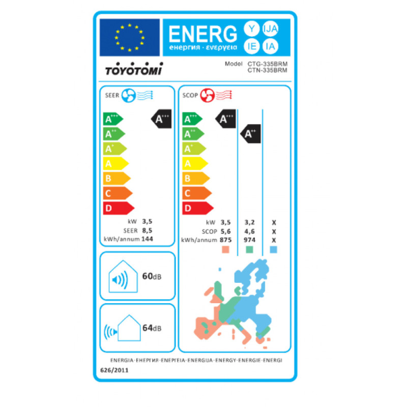 Toyotomi Erai CTN/CTG-335 Κλιματιστικό Inverter 12000 BTU A+++/A+++ με Ιονιστή ,WiFi Midnight Blue