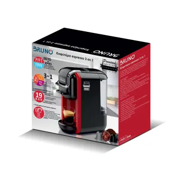 Bruno BRN-0214 Καφετιέρα espresso 3 σε 1 Hot & Cold 1450W, 19 bar, μαύρη