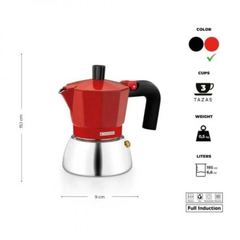 Monix M863103 Καφετιέρα Ιταλική Induction Inox - Red 
