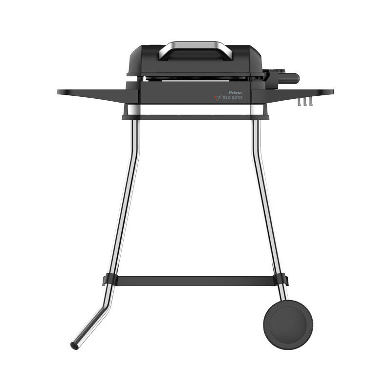 Primo PRBQ-40499 Μπάρμπεκιου Με σταντ 3050W Με πλαϊνά ράφια + καπάκι. Μαύρο/Inox