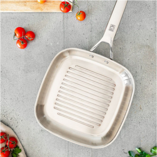 Bra Τηγάνι Grill Signature με ραβδώσεις από ανοξείδωτο ατσάλι χωρίς αντικολλητική επίστρωση 28cm