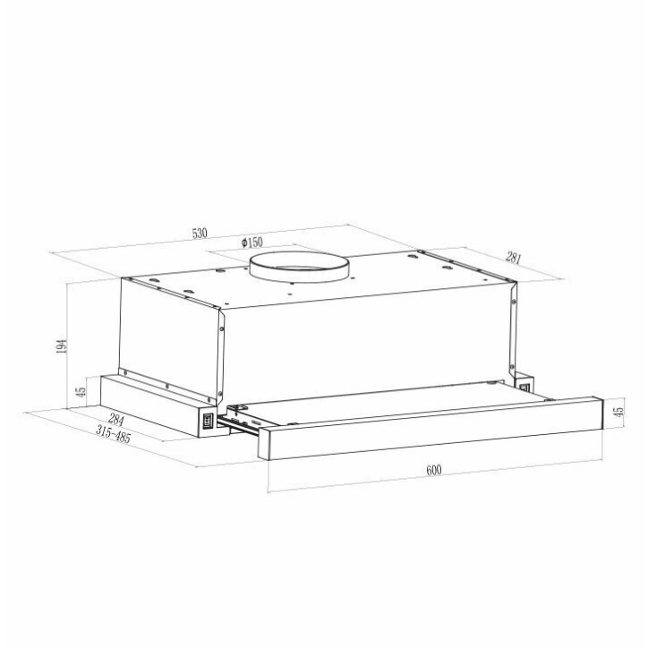 Gruppe KYMA 600 Συρόμενος Απορροφητήρας 60cm. Inox